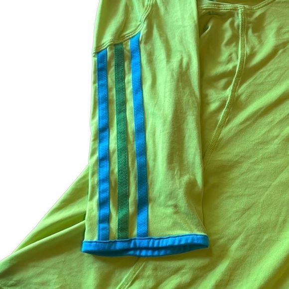 Adidas Women's Climalite Marathon 10 Neon Green Hooded Sweatshirt Size L - Picture 3 of 9